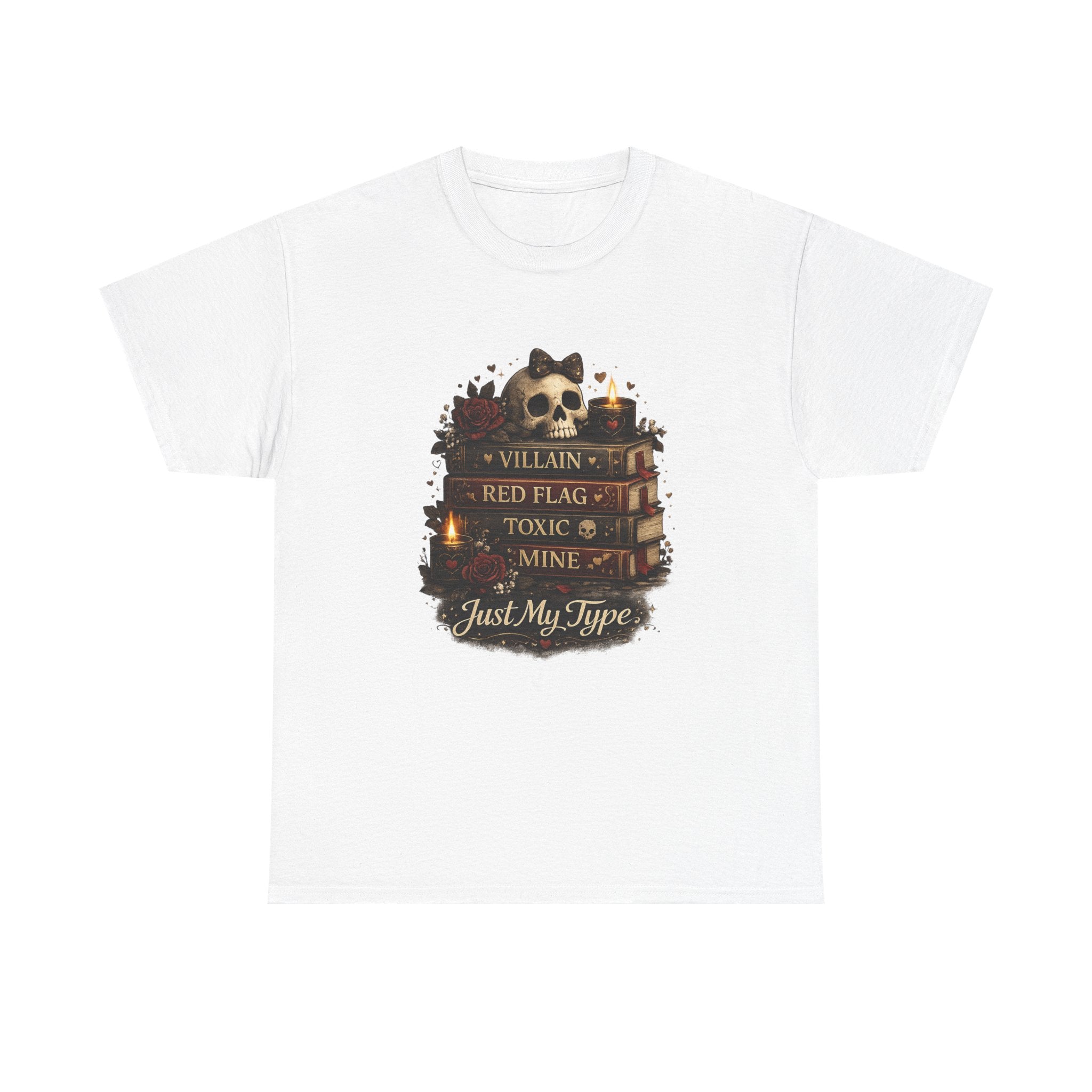 Gothic Skull 'Villain, Red Flag, Toxic, Mine' Graphic Tee