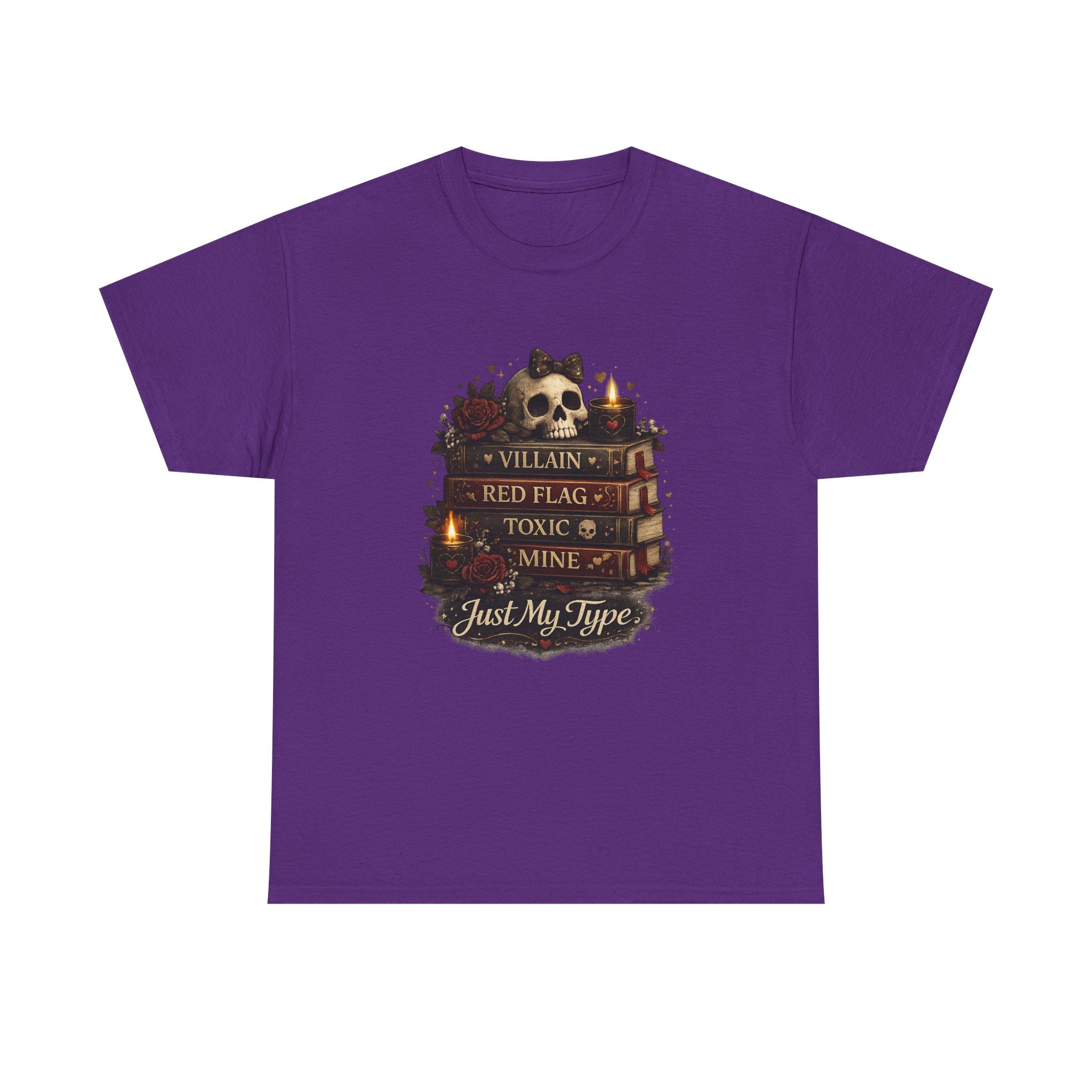 Gothic Skull 'Villain, Red Flag, Toxic, Mine' Graphic Tee