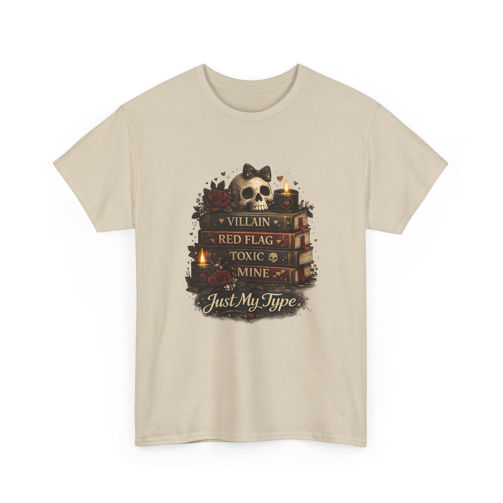 Gothic Skull 'Villain, Red Flag, Toxic, Mine' Graphic Tee