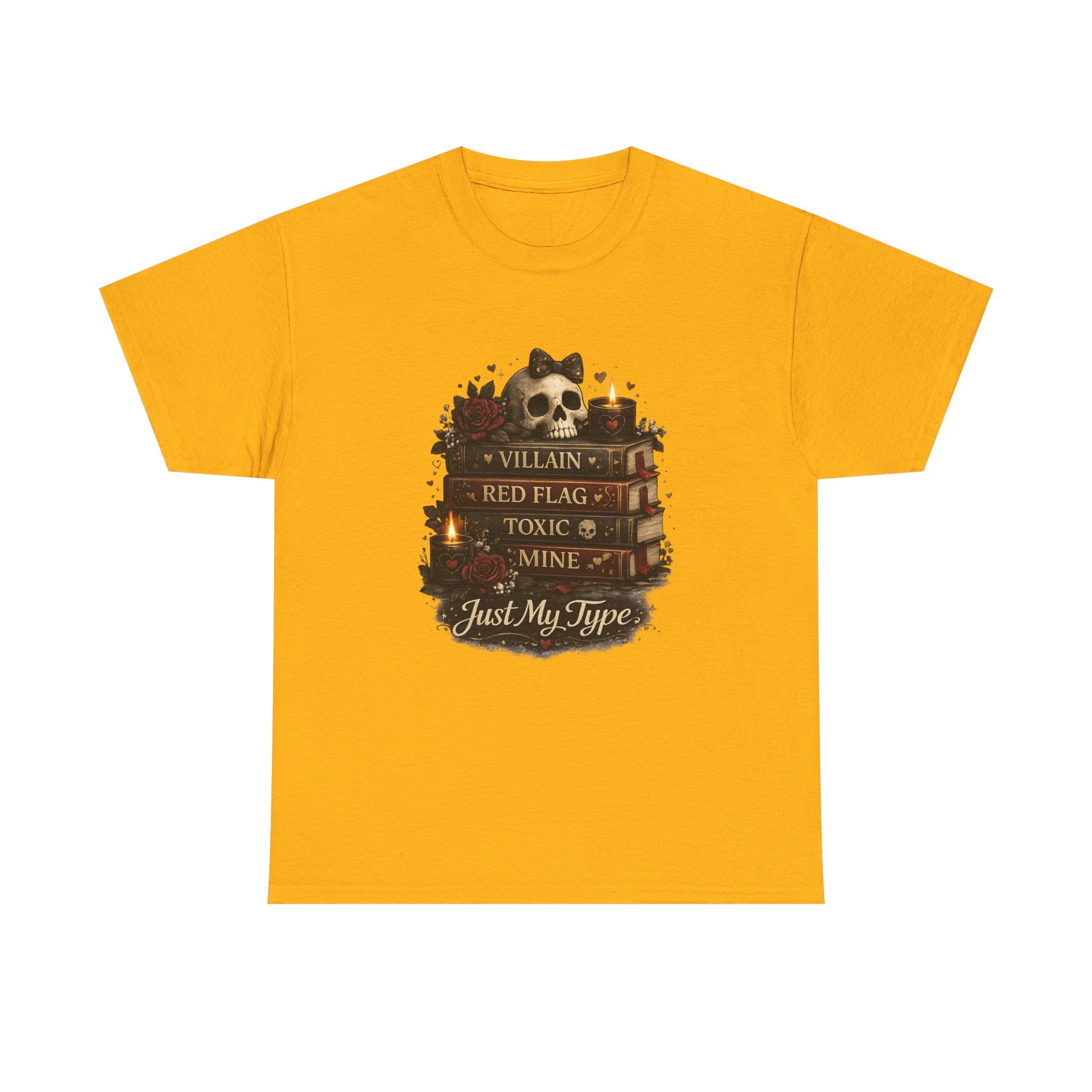 Gothic Skull 'Villain, Red Flag, Toxic, Mine' Graphic Tee