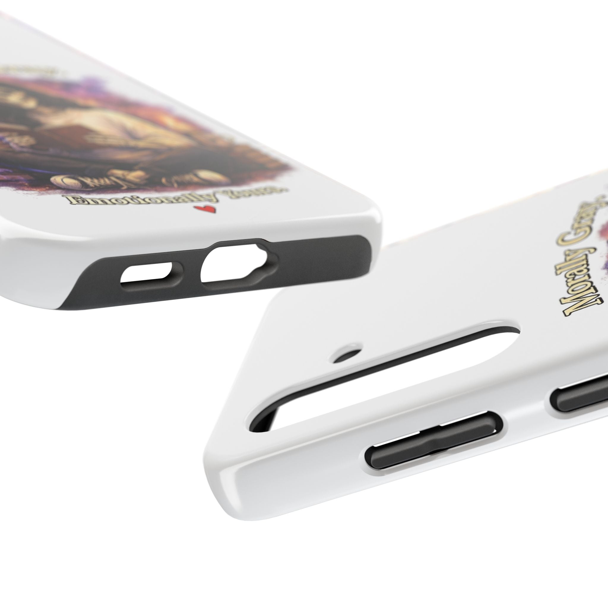 Morally Gray, Emotionally Yours Phone Case — Gothic Skeleton Booklover Protective Case