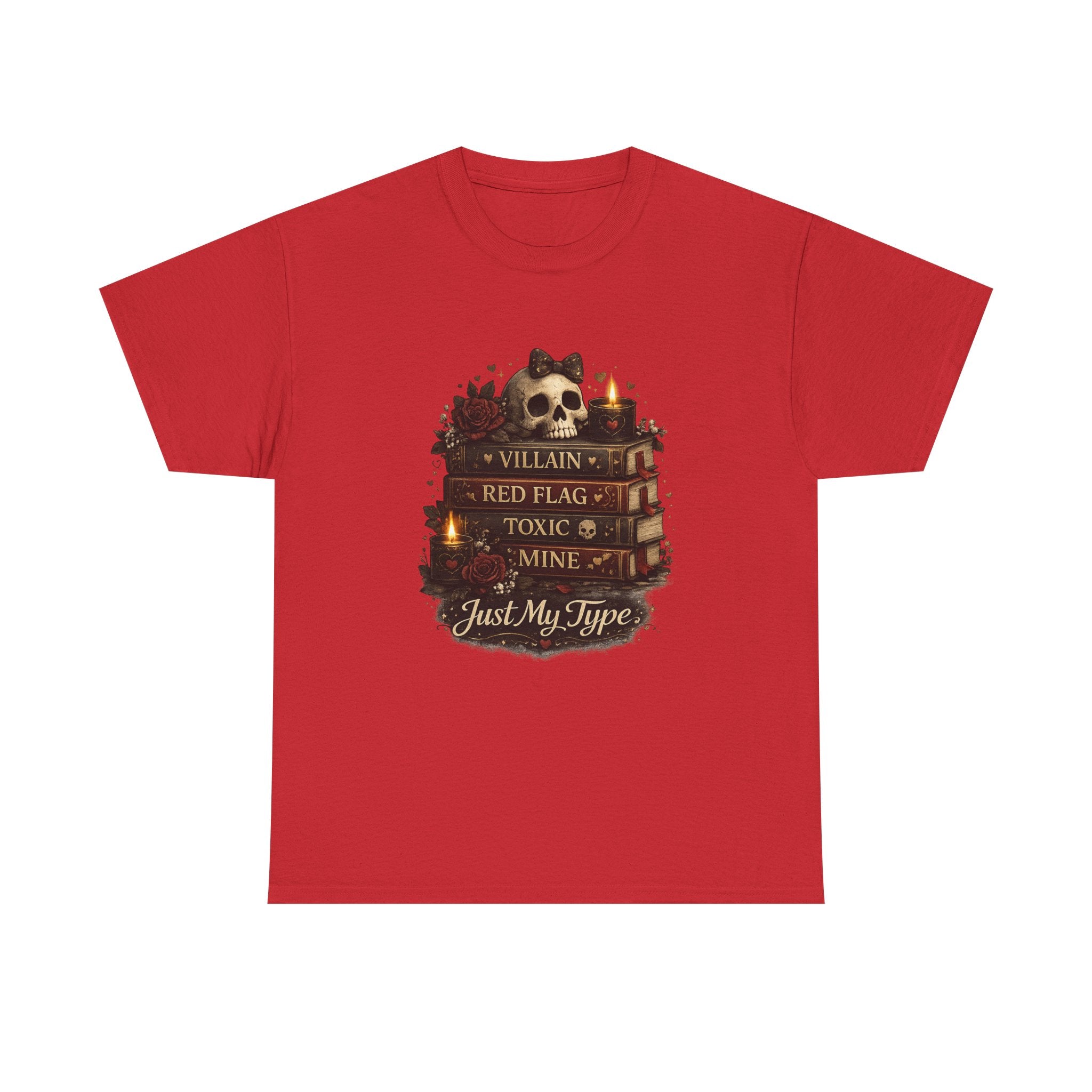 Gothic Skull 'Villain, Red Flag, Toxic, Mine' Graphic Tee