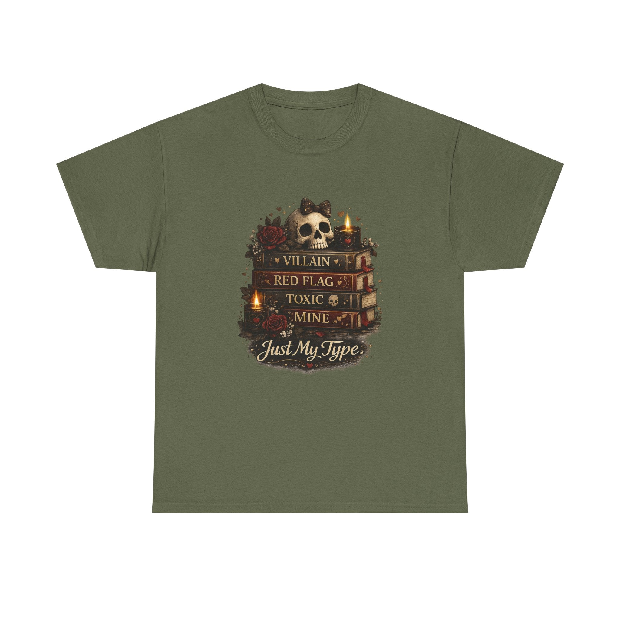 Gothic Skull 'Villain, Red Flag, Toxic, Mine' Graphic Tee