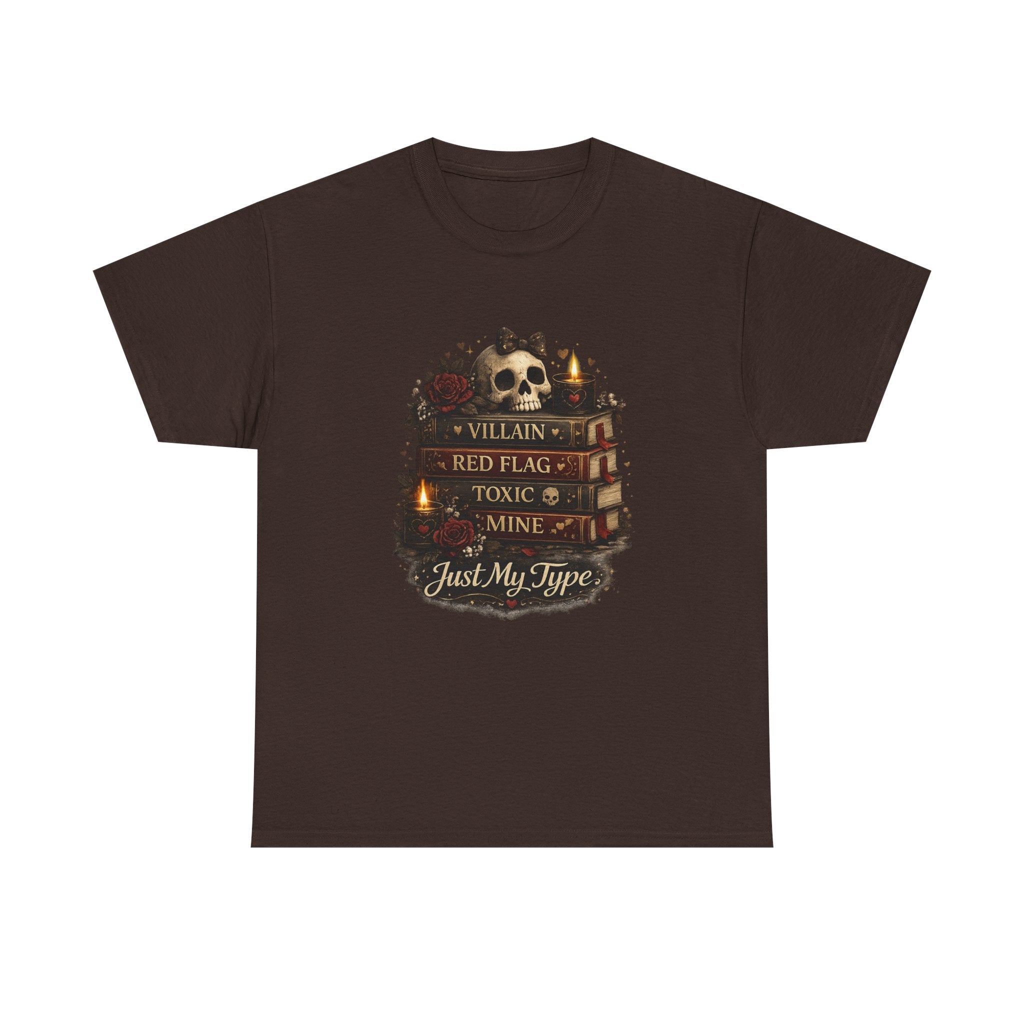 Gothic Skull 'Villain, Red Flag, Toxic, Mine' Graphic Tee