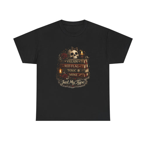 Gothic Skull 'Villain, Red Flag, Toxic, Mine' Graphic Tee
