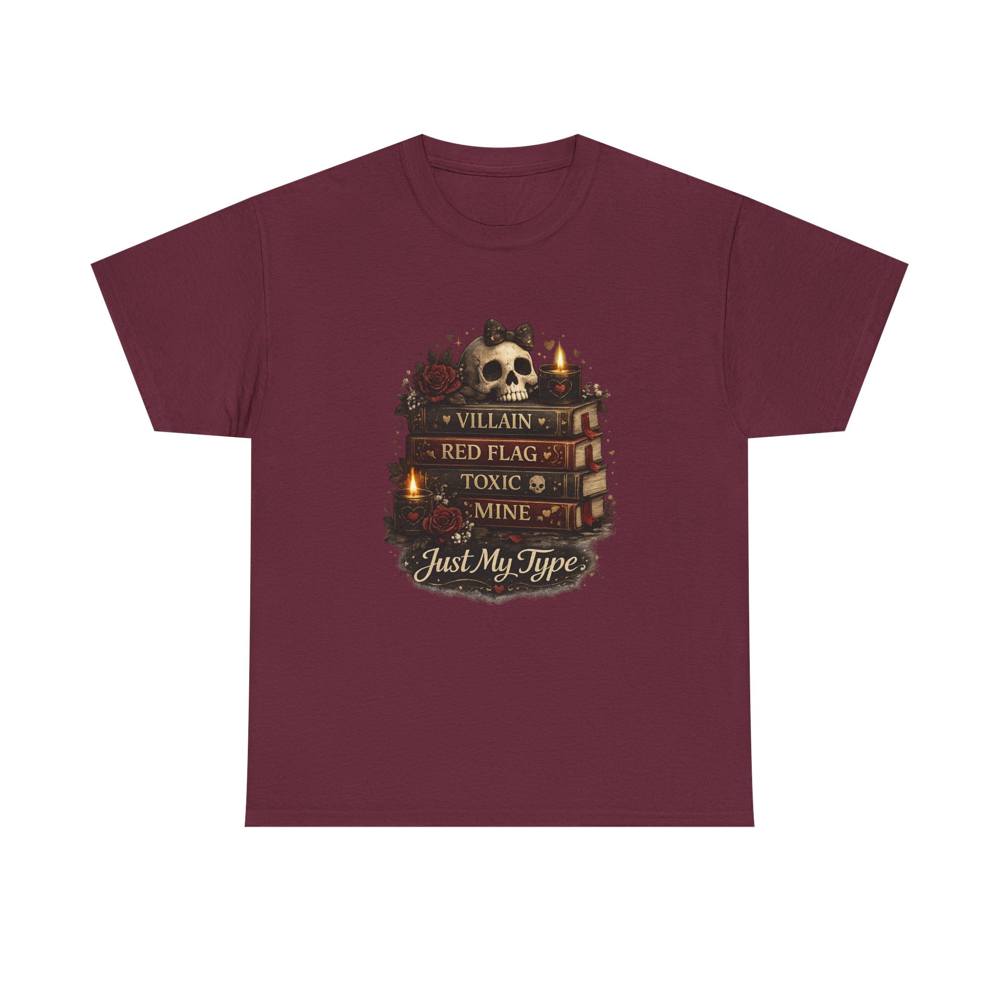 Gothic Skull 'Villain, Red Flag, Toxic, Mine' Graphic Tee