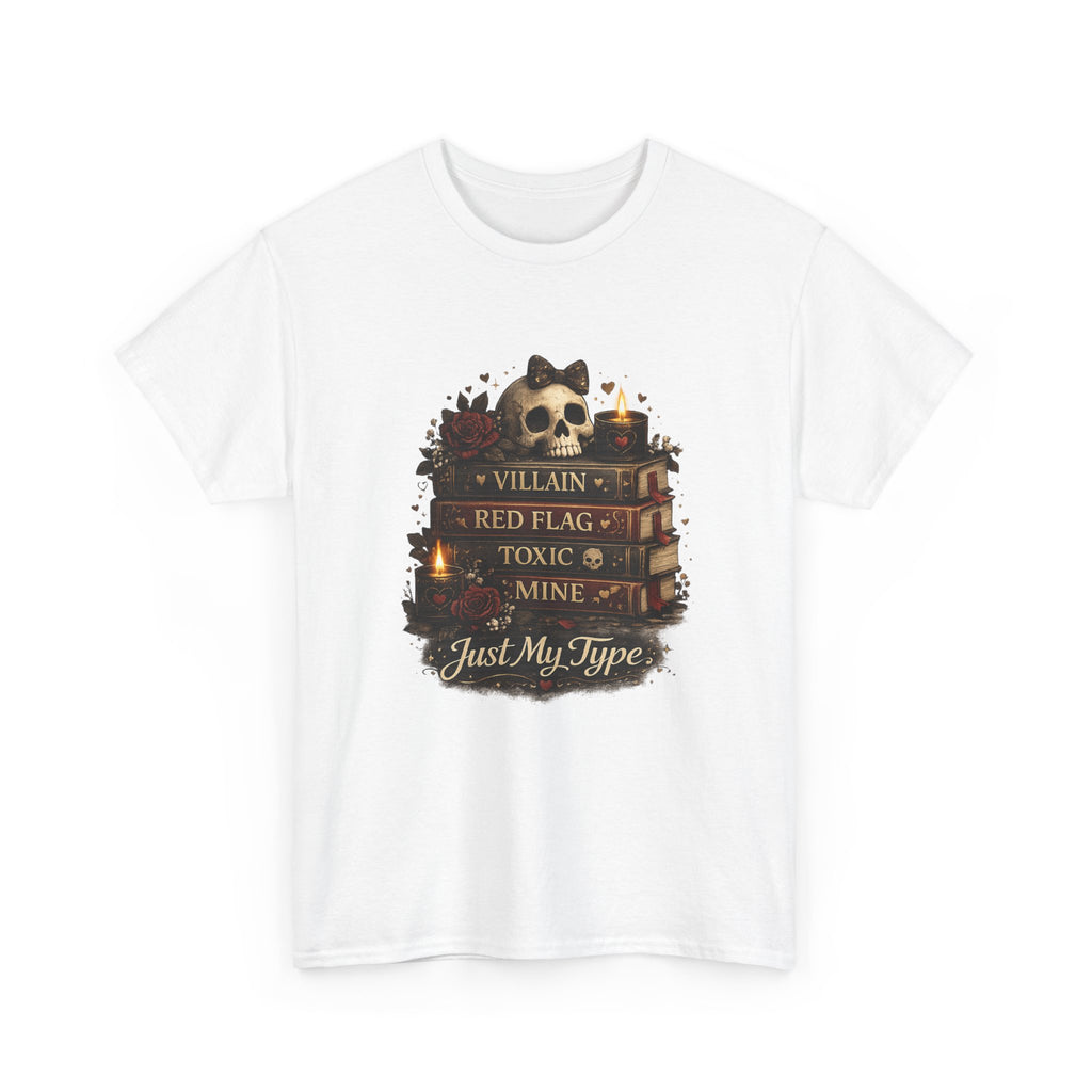 Gothic Skull 'Villain, Red Flag, Toxic, Mine' Graphic Tee