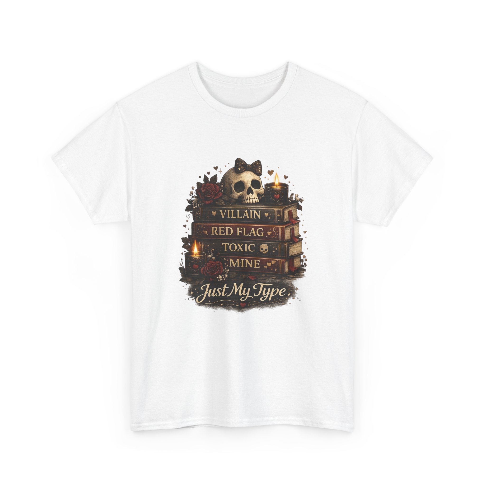 Gothic Skull 'Villain, Red Flag, Toxic, Mine' Graphic Tee