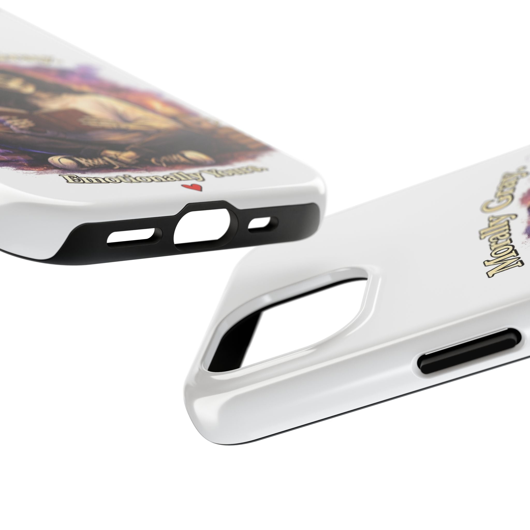 Morally Gray, Emotionally Yours Phone Case — Gothic Skeleton Booklover Protective Case