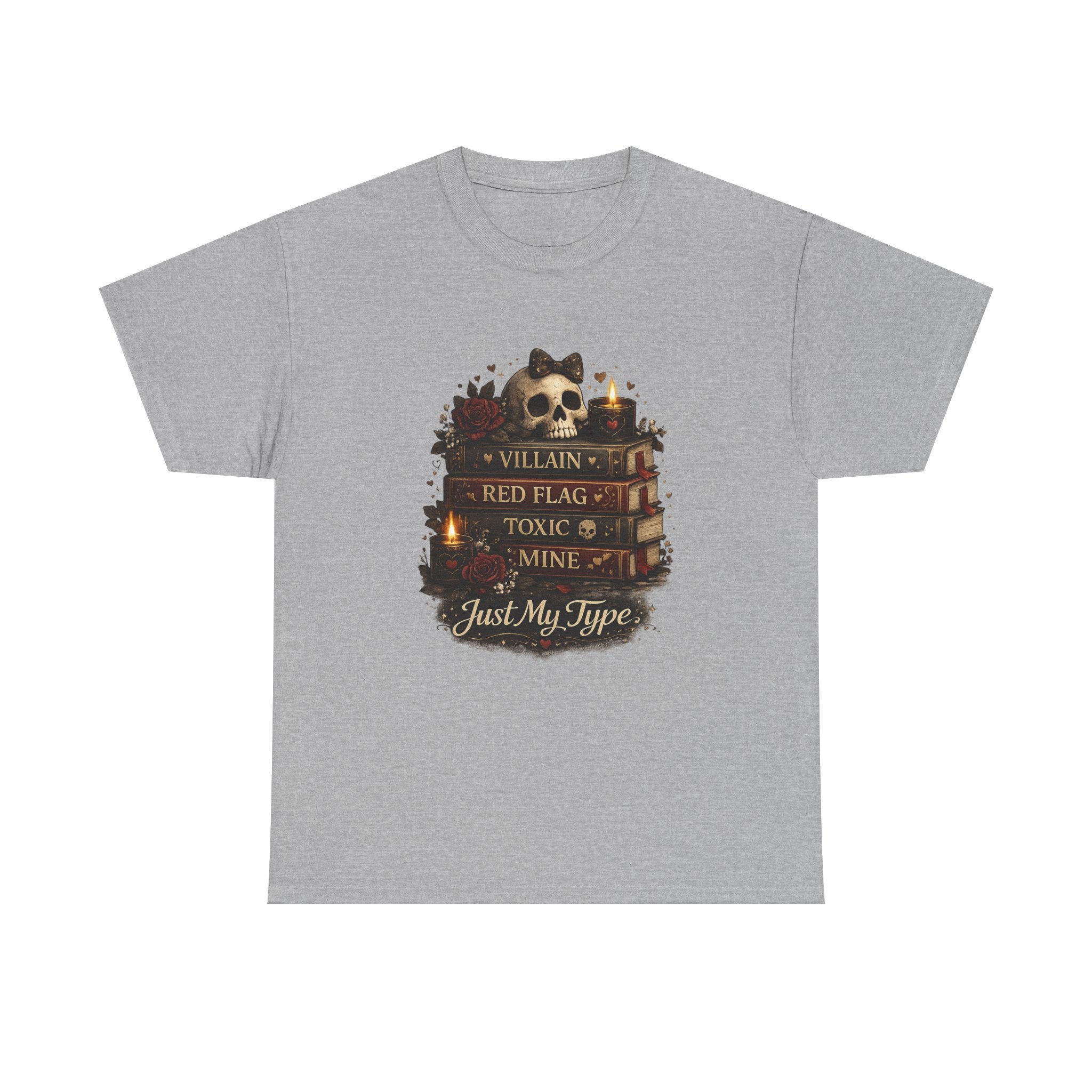 Gothic Skull 'Villain, Red Flag, Toxic, Mine' Graphic Tee