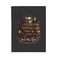 Velveteen Plush Blanket — 'Just My Type' Gothic Skull & Book Stack Cozy Throw