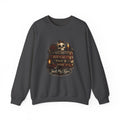 Crewneck Sweatshirt - "Just My Type" Stacked Books & Skull Gothic Design