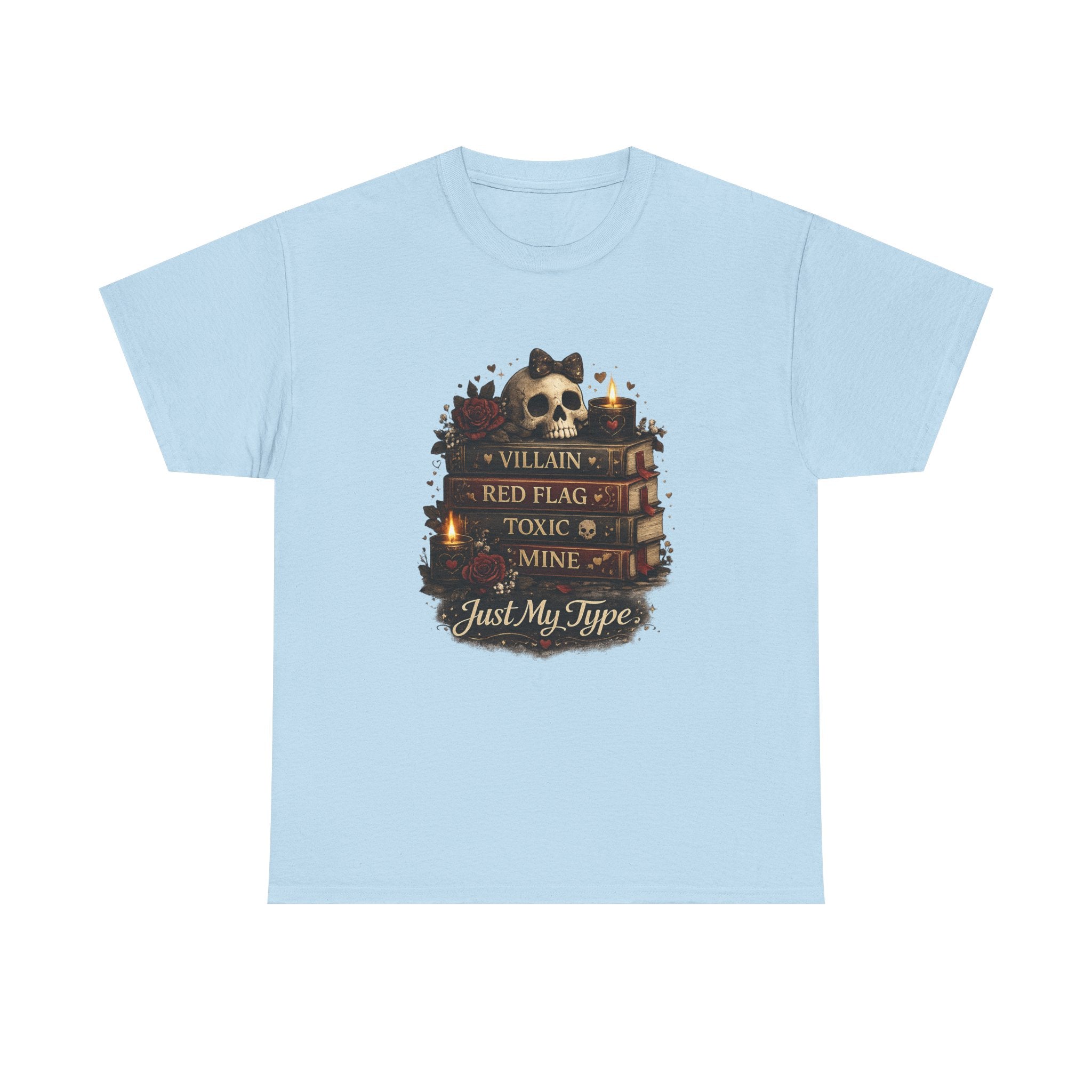 Gothic Skull 'Villain, Red Flag, Toxic, Mine' Graphic Tee