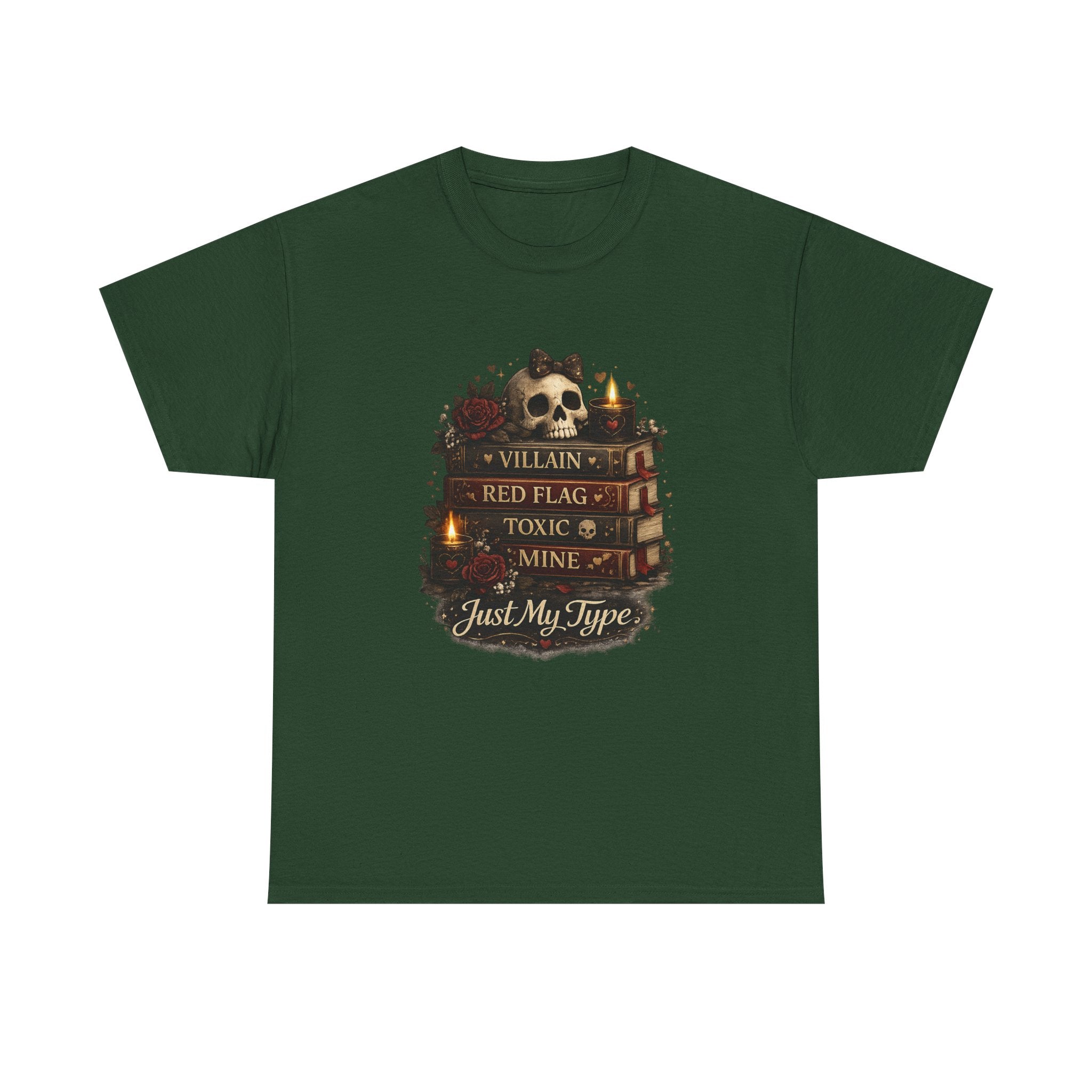 Gothic Skull 'Villain, Red Flag, Toxic, Mine' Graphic Tee