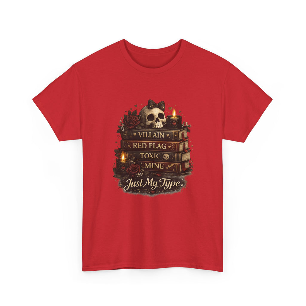 Gothic Skull 'Villain, Red Flag, Toxic, Mine' Graphic Tee